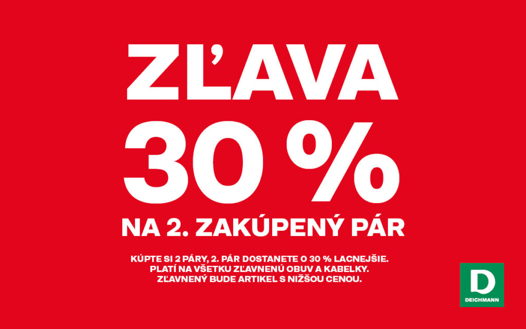 Deichmann zľava -30% na 2. zakúpený pár